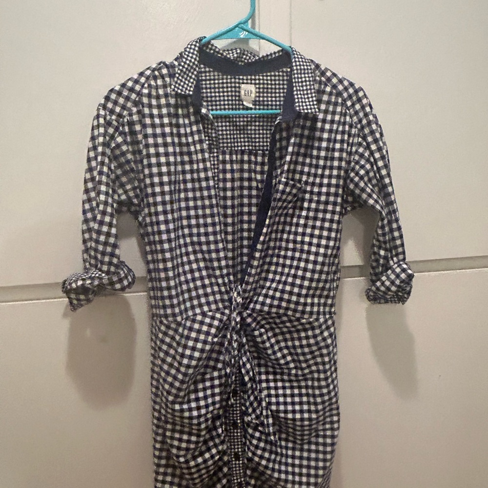 Women’s Navy Checkered tie up dress